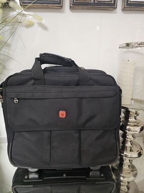 Wenger Swiss gear Black Laptop Rolling Briefcase with Red Logo